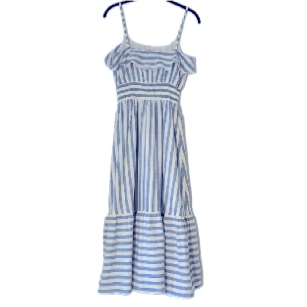 Vineyard Vines Dress Blue White and Silver Cotton Blend Raffles Midi Summer SzXS